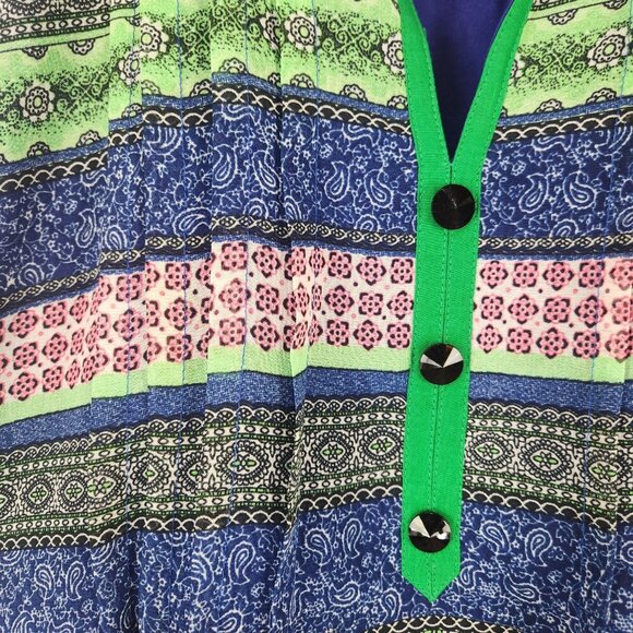 DIYA Design Studios Slip Dress Women's M Sleeveless India Blue Green To Knee - Picture 3 of 9